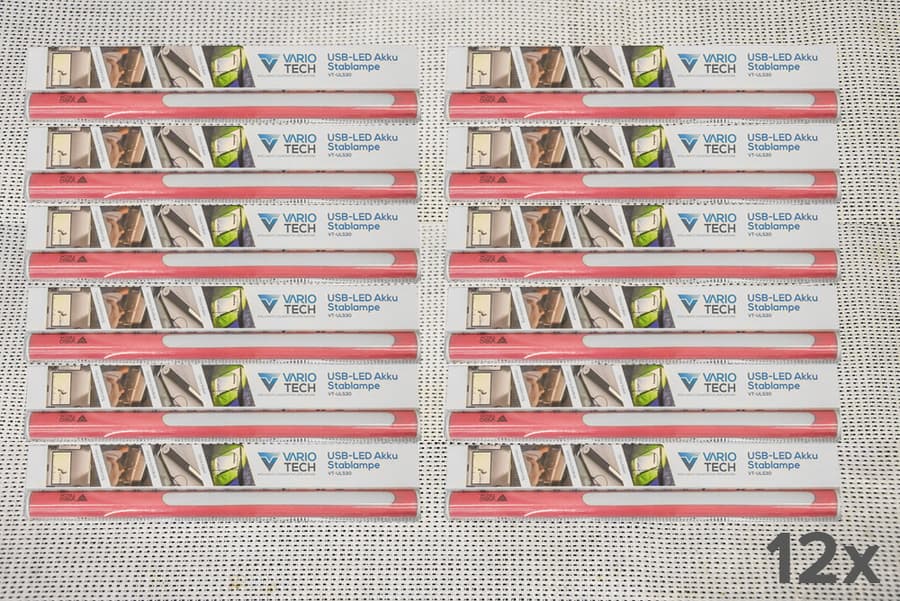 12 Stück USB-LED Akku Stablampen Vario Tech VT-ULS30 rosa